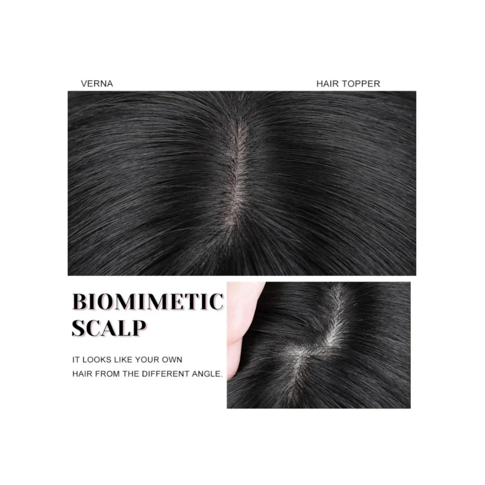 VERNA 100% Real Human Hair Bangs Clip In Topper 3D Cover Natural Black 5x9.5cm